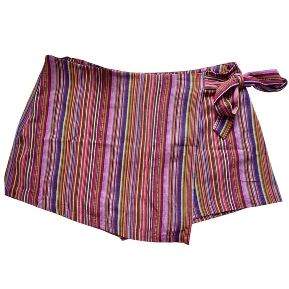 SHEIN Striped Multicolor Wrap Skort - Picture 1 of 16